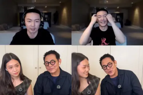 ▲謝苗（上圖）、李連杰（下圖右）在直播中同框，兩人對話勾起許多影迷的集體記憶。（圖／翻攝自李連杰臉書）