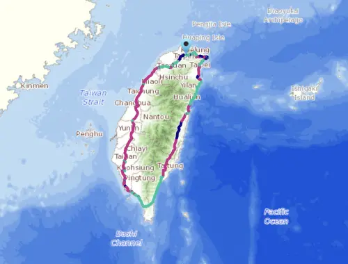 The route of Cycling Route No. 1. (Taiwan Bike)