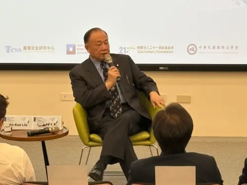 Admiral Chen Yeong-kang answers questions during the Q&A session at the 2026 TTX final report conference. (Chen Yeong-kang Congressional Office)