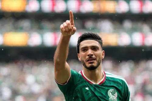 ▲效力英超富勒姆的墨西哥頭號球星希門尼斯（Raul Jimenez），本場於第64分鐘頭槌建功，幫助墨西哥拿到關鍵第2分。（圖／美聯社／達志影像）