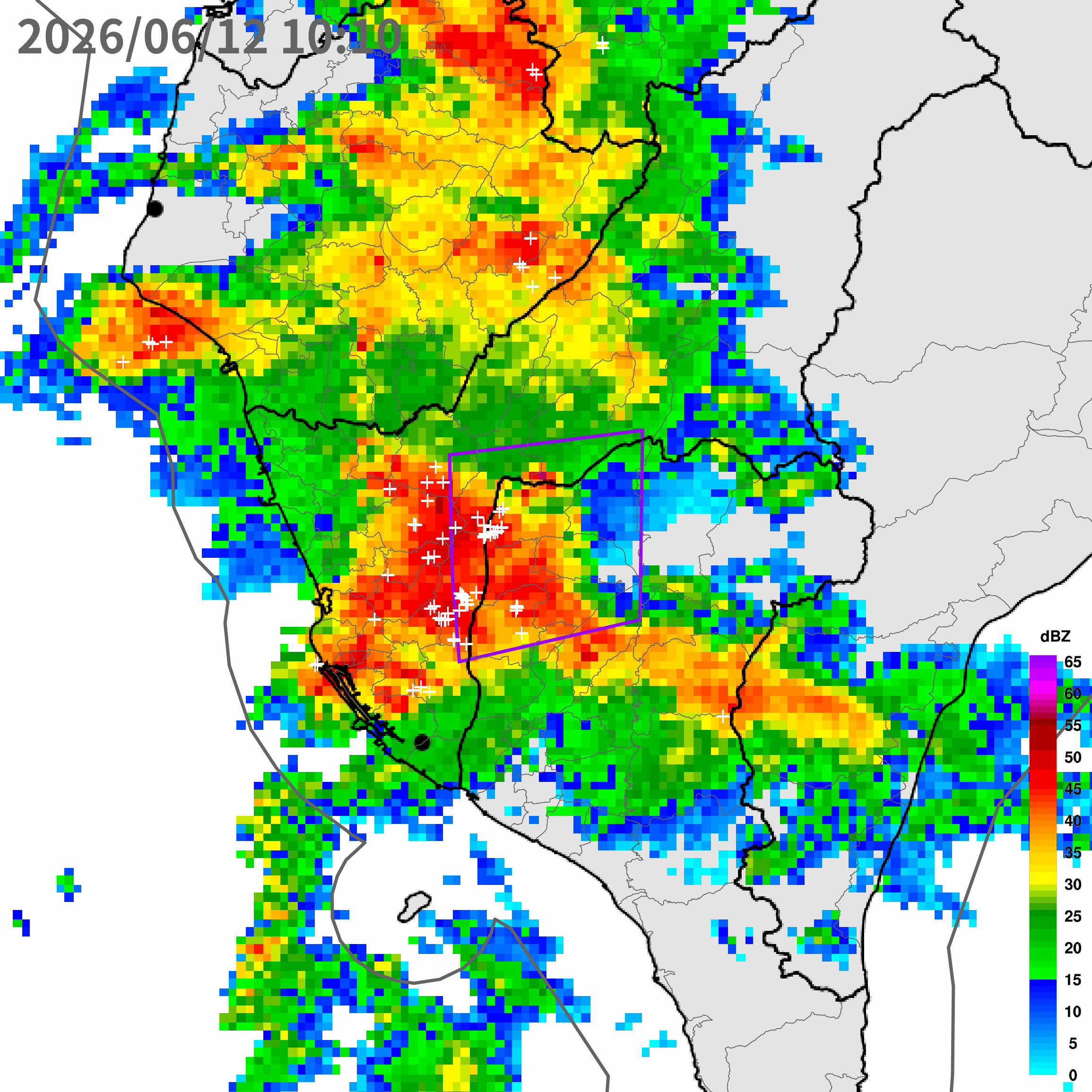 ▲氣象署今日發布高屏大雷雨即時訊息，雷達圖顯示強烈對流正狂炸高雄與屏東，水利署已針對3區發布淹水警戒。（圖／氣象署提供,cwa.gov.tw）