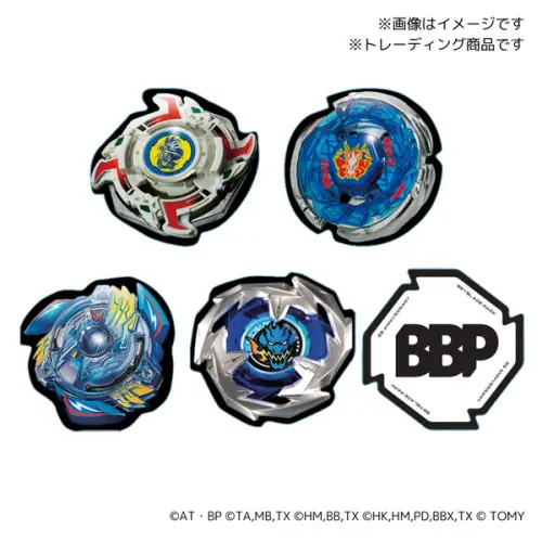 ▲BEYBLADE PARK系列壓克力徽章採隨機販售，共有5種款式可供收藏。（圖／BEYBLADE官網）