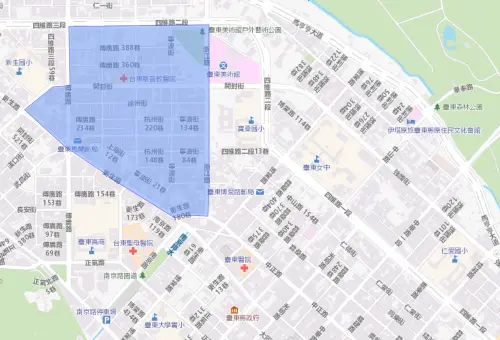 ▲台東市6月15日停水影響範圍。（圖／自來水公司）