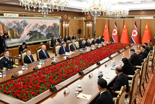 Xi Jinping and Kim Jong Un hold summit talks in Pyongyang during Xi's state visit to North Korea on June 8. (Ministry of Foreign Affairs PRC)