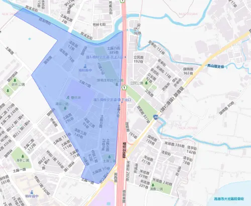 ▲高雄市楠梓區6月17日停水影響範圍。（圖／自來水公司）