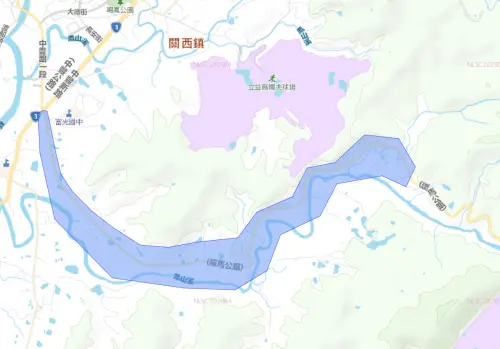 ▲新竹縣關西鎮6月17日停水影響範圍。（圖／自來水公司）