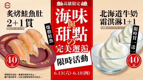 ▲歡慶壽司郎「新光三越左營店」雙滿月，壽司郎在高雄全市 7 家店鋪同步推出限時優惠活動，只到6 月18日。（圖／壽司郎提供）