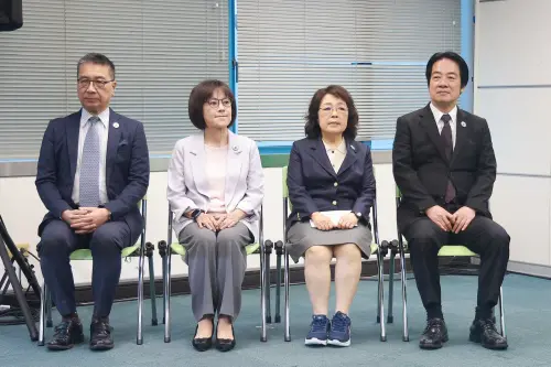 ▲賴清德（右一）、徐國勇（左一）、吳淑瑾（右二）、林月琴（左二）出席提名記者會。（圖／記者葉政勳攝，2026.06.17）
