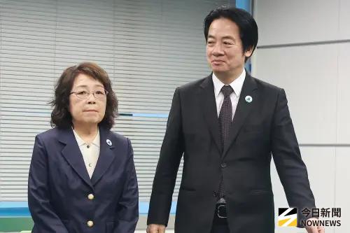 ▲民進黨徵召吳淑瑾（左）「代夫出征」參選澎湖縣長。右為民進黨主席賴清德（圖／記者葉政勳攝）