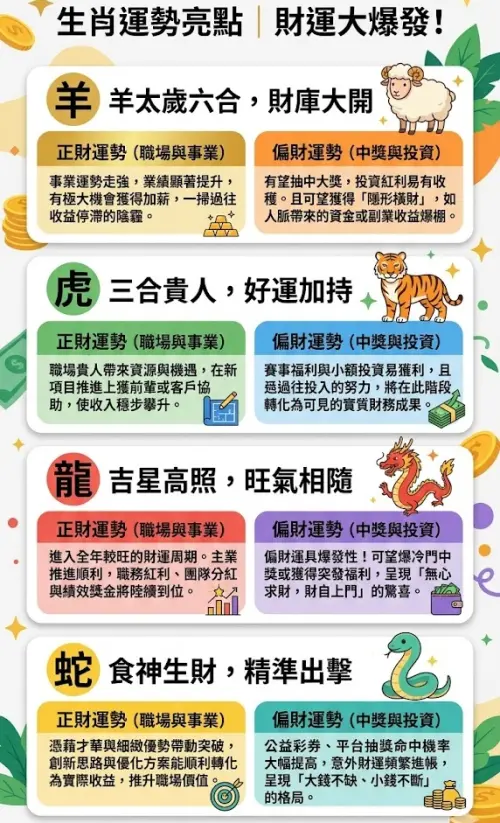 ▲6月迎財神爺眷顧！4 大生肖正財、偏財運勢一次看。（圖／AI生成，記者潘毅監製）