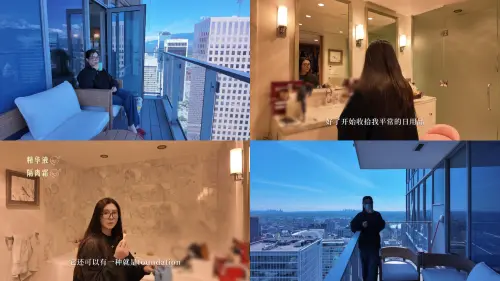 ▲王祖賢坐在椅子上翹腳喝飲品、吹海風，相當愜意，浴室則和梳化間結合。（圖／翻攝自王祖賢小紅書）