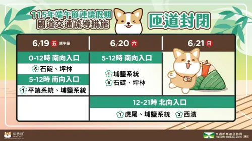 ▲2026端午連假匝道封閉時段一次看。（圖／取自臉書粉專「高速公路局」）
