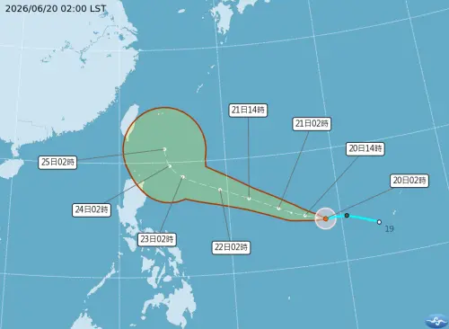 ▲輕度颱風「米克拉」，今天上午2時生成，以每小時15公里速度，向西北西進行。（圖／中央氣象署）