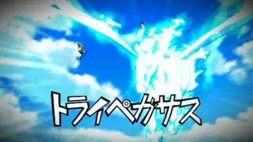 ▲「飛馬三重奏」是雷門中學早期最具代表性的合體射門技。（圖／翻攝《閃電十一人》）