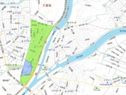 ▲台中市大里區6月22日停水影響範圍。（圖／自來水公司）
