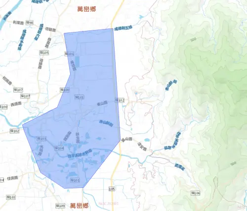 ▲屏東縣萬巒鄉6月22日停水影響範圍。（圖／自來水公司）