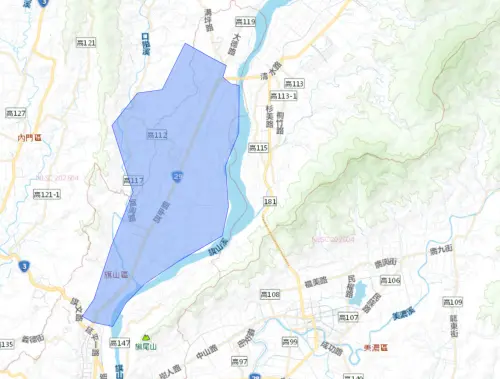 ▲高雄市內門區6月23日停水影響範圍。（圖／自來水公司）