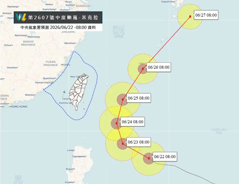 ▲米克拉颱風未來將從台灣東方海面通過，下半周台灣降雨明顯增多。（圖／天氣職人-吳聖宇臉書）