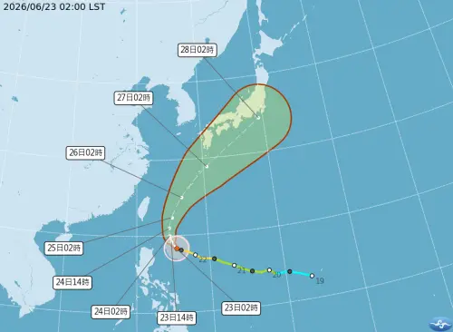 ▲米克拉颱風路徑有東修的趨勢，預計在今天開始北轉往琉球南方海面前進，其路徑將在25日（周四）為最接近台灣時刻。（圖/中央氣象署）