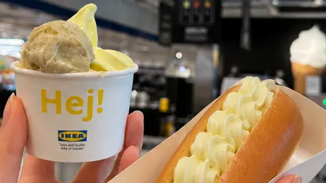 ▲IKEA餐點一直很具創意，今年6月、7月時更首度推出「榴槤風味冰狗」。（圖／IKEA提供）