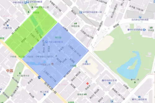 ▲台中市中區6月24日停水影響範圍。（圖／自來水公司）