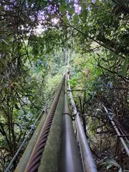 ▲中市經發局協助汰換摩天嶺地區橫越溪流的老舊管線.（圖／經發局提供）