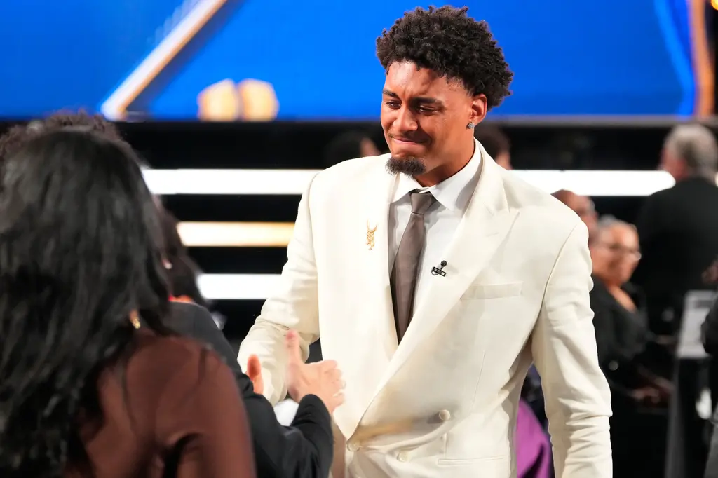 ▲2026年NBA選秀大會上，金州勇士隊在首輪第11順位選中了來自密西根大學的明星前鋒——亞克塞爾·倫德伯格（Yaxel Lendeborg）。（圖／美聯社／達志影像）