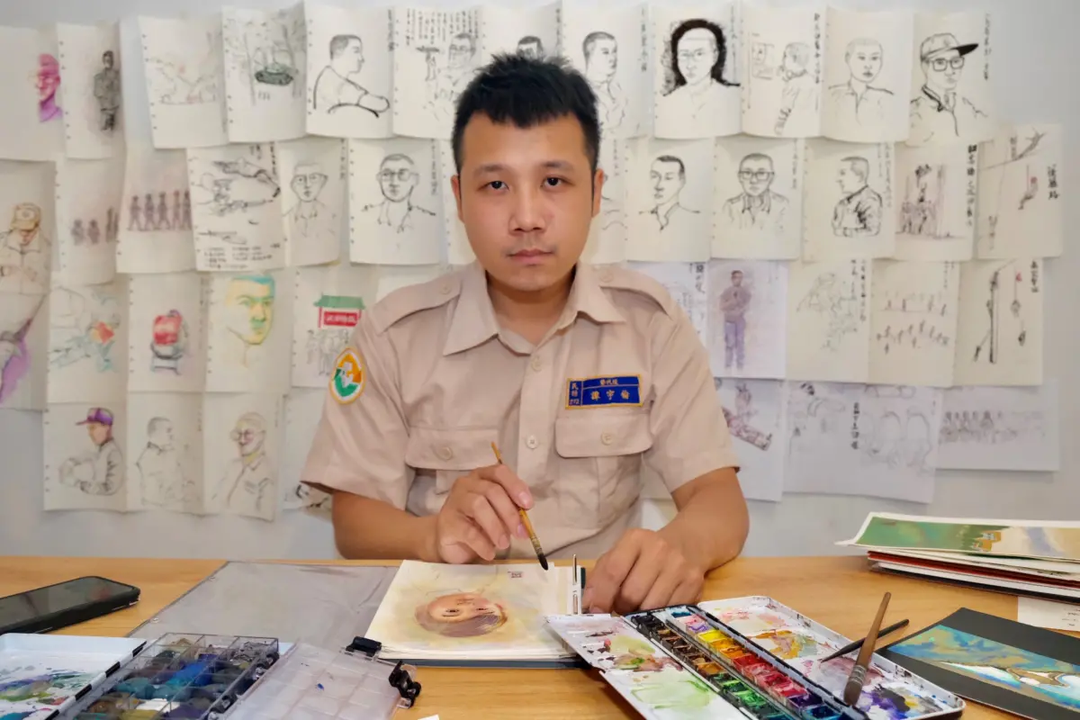 ▲西屯替代役男譚宇倫揮灑藝術才華，退役前留下珍貴禮物(圖／民政局提供2026.6.24)