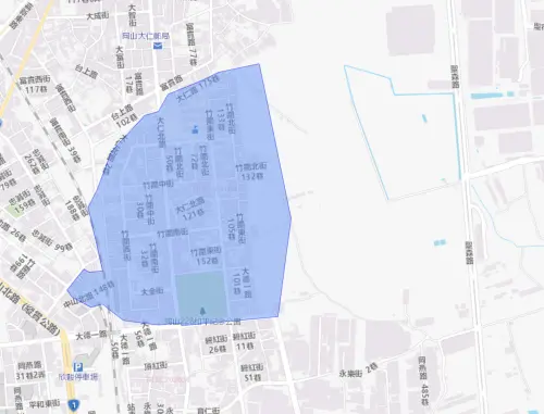 ▲高雄市岡山區6月25日停水影響範圍。（圖／自來水公司）