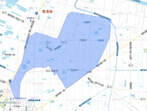 ▲彰化縣鹿港鎮6月25日停水影響範圍。（圖／自來水公司）