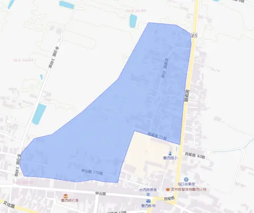 ▲雲林縣台西鄉6月25日停水影響範圍。（圖／自來水公司）