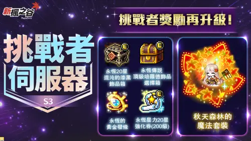 ▲「挑戰者伺服器S3」獎勵升級。（圖／遊戲橘子提供）