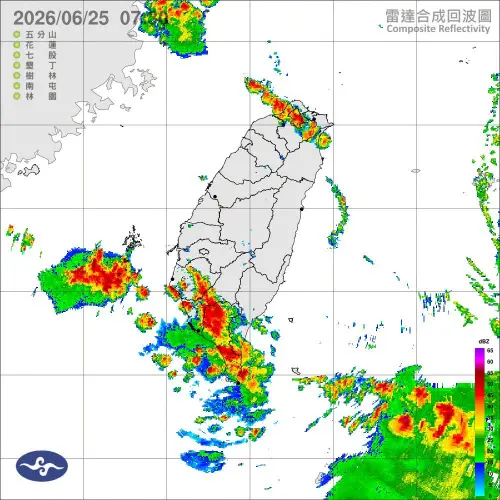 ▲中央氣象署最新雷達回波圖直擊，受到米克拉颱風外圍雲系與強烈西南風輻合影響，中南部與澎湖海面正有大片對流「紫爆」強降水回波瘋狂移入，全台9縣市已拉響豪大雨警報。（圖／中央氣象署,cwa.gov.tw）
