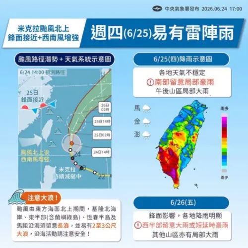 列豪雨警戒範圍　陳其邁：高市府災害應變中心三級開設