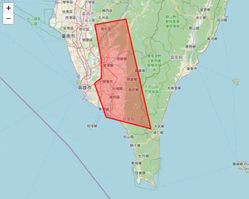 ▲氣象署發布大雷雨即時訊息，臺南市、高雄市、屏東縣、臺東縣預計下至下午4時。（圖／中央氣象署）