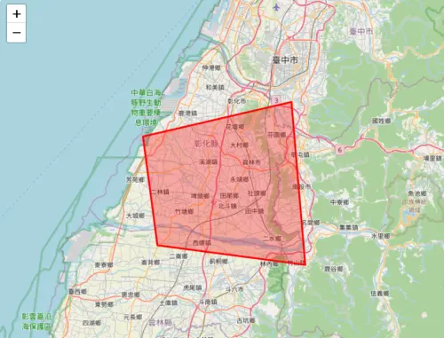 ▲臺中市、彰化縣、南投縣、雲林縣發布大雷雨即時訊息。（圖／中央氣象署）