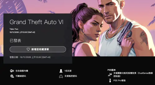 ▲目前台灣地區PlayStation Store還是不能購買《GTA 6》。（圖／翻攝自PlayStation Store）