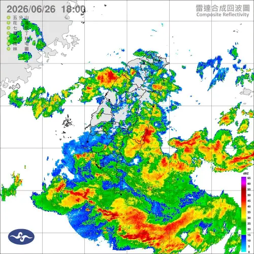 ▲受到鋒面及西南風影響，今晚至明（27）日，全台20縣市易有局部大雨或豪雨發生。（圖／中央氣象署）