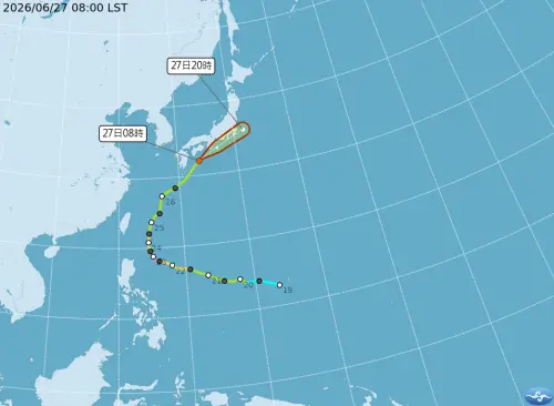 ▲米克拉颱風已於27日8時減弱為熱帶性低氣壓。（圖／取自中央氣象署）