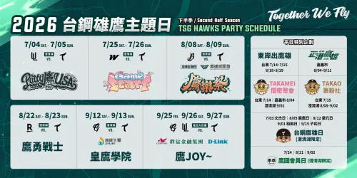 ▲台鋼雄鷹下半季規劃六大主題日，包括鷹樂祭、Game Start夏日女孩運動會及皇鷹學院等活動。（圖／台鋼雄鷹提供）