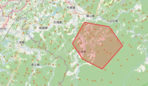 ▲新竹縣災防告警系統影響範圍地圖。（圖／中央氣象署）