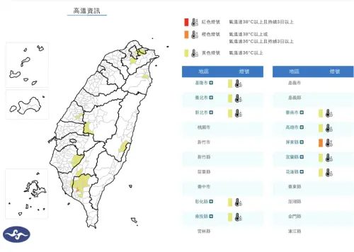 ▲中央氣象署今（30）日發布「高溫資訊」，台北近期中午左右，體感氣溫高達40至41度。（圖／中央氣象署）
