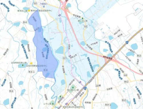▲桃園市大園區7月1日停水影響範圍。（圖／自來水公司）