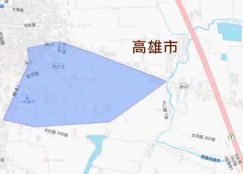 ▲高雄市路竹區7月1日停水影響範圍。（圖／自來水公司）