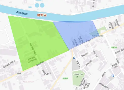 ▲高雄市橋頭區7月1日停水影響範圍。（圖／自來水公司）