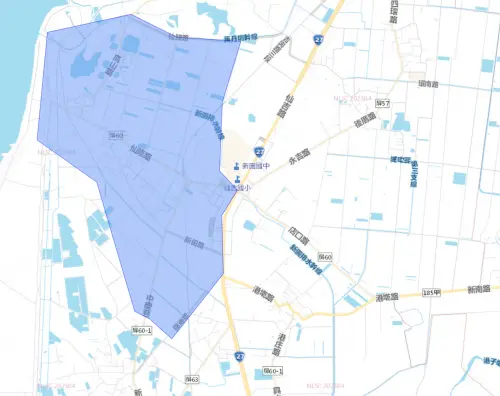 ▲屏東縣新園鄉7月1日停水影響範圍。（圖／自來水公司）