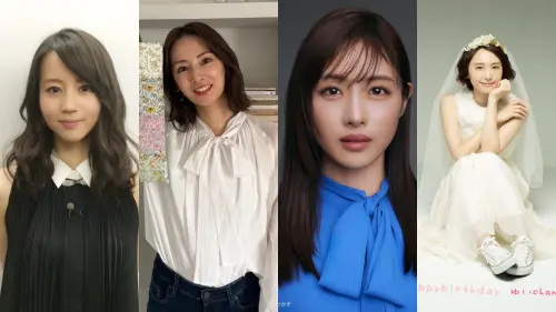 ▲堀北真希（左起）、北川景子、石原聰美、新垣結衣等4位女神一宣布結婚，日本股市都下跌。（圖／X@MakiHorikita6、KKeiko_official、nigehaji_tbs、官網horipro.co.jp）