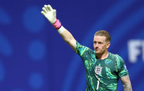 ▲英格蘭當家門將皮克福德（Jordan Pickford）賽後評分6.2分為全隊最低，凸顯英格蘭攻守表現落差。（圖／路透／達志影像）