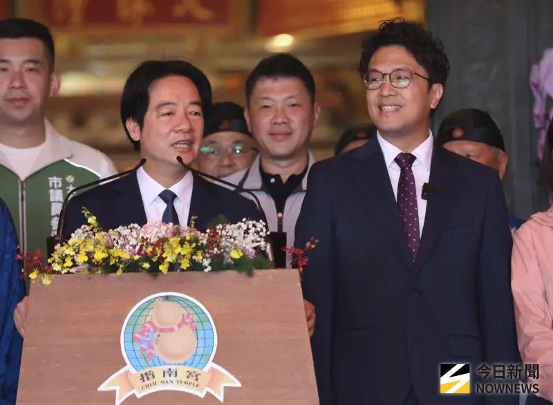    ▲總統賴清德、民進黨台北市長參選人沈伯洋出席指南宮恭祝孚佑帝君成道1146周年三獻大典。（圖／記者朱永強攝）  