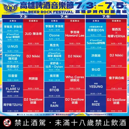 ▲「2026高雄啤酒節」表演卡司與時間表（圖／高雄啤酒節臉書）